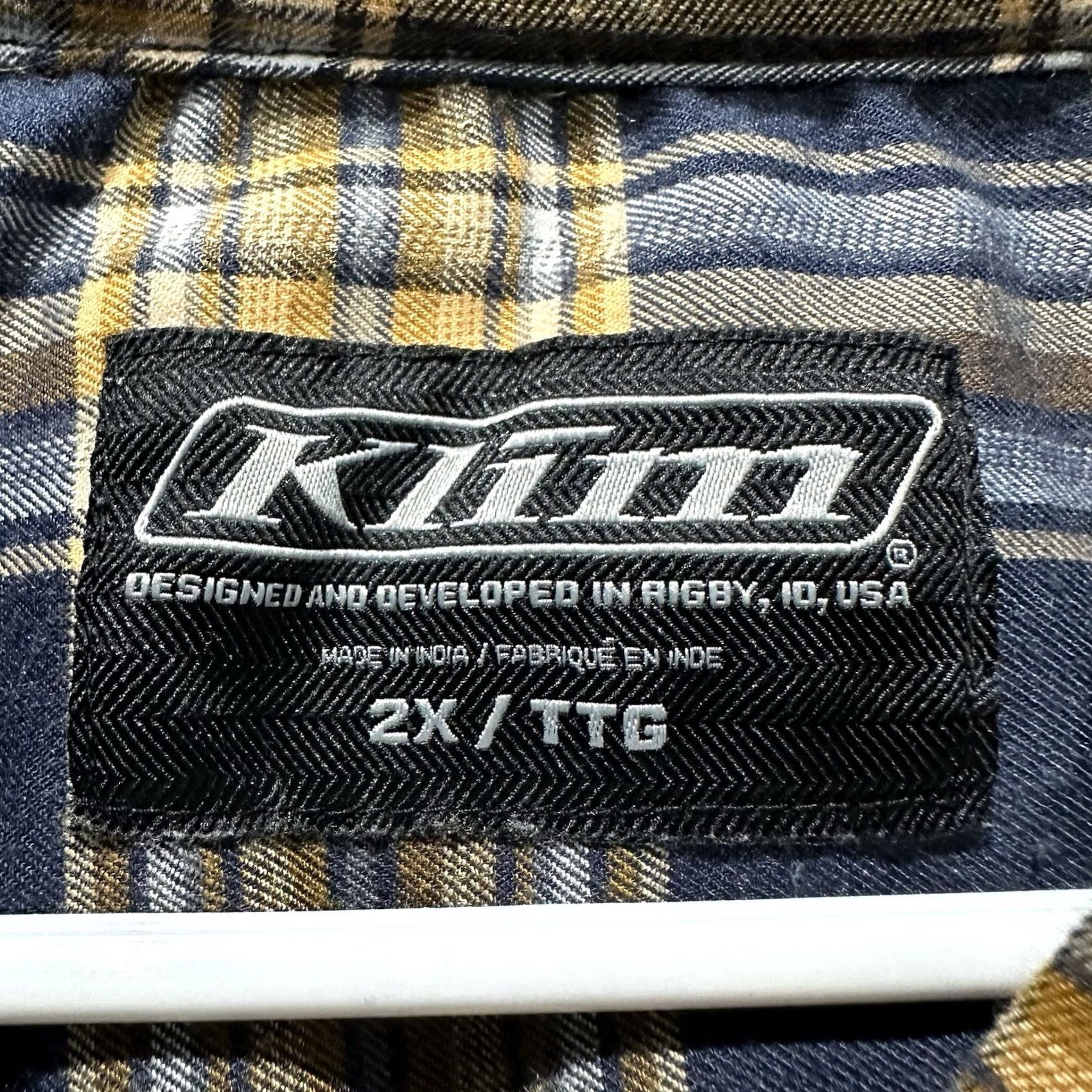 Vintage KLIM Ginny Mountain Midweight Stretch Flannel Hoodie Womens 2X Plaid Blue Tan Cardigan Casual Travel Fall Winter Spring 2X Womens Hooded Shirt Size XXL / US 16-18 / IT 52-54 - 4 Thumbnail