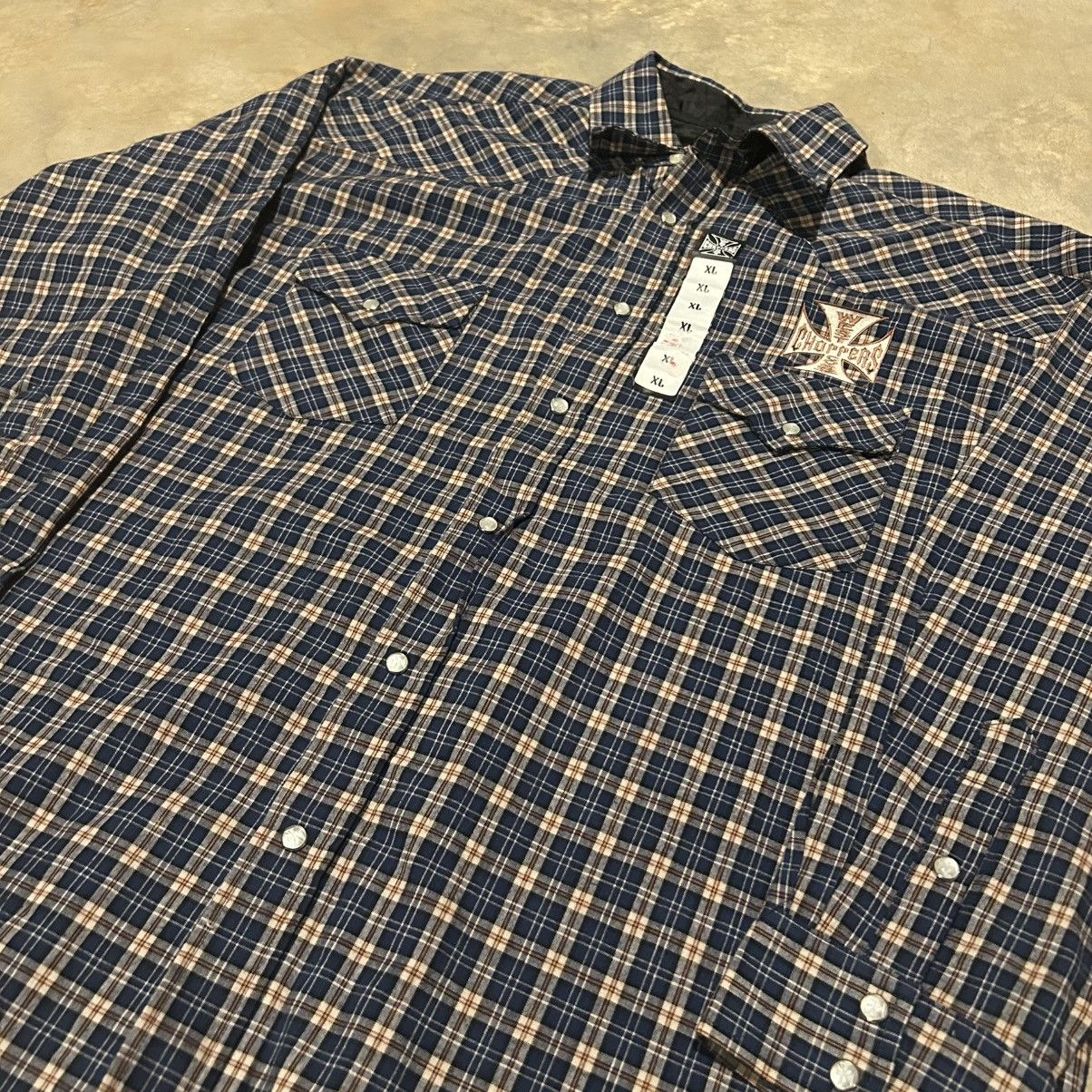 Harley Davidson × Vintage Crazy Vintage Y2K West Coast Choppers Pearl Snap Flannel NWT Size US XL / EU 56 / 4 - 3 Thumbnail