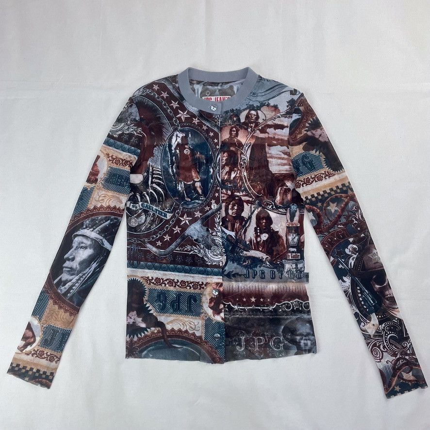 Jean Paul Gaultier AW2004 Jean Paul Gaultier Indian Skeleton Mesh Top Vintage Size M / US 6-8 / IT 42-44 - 1 Thumbnail