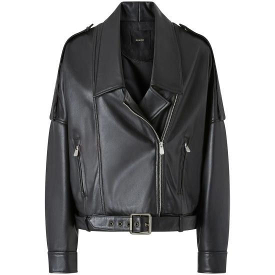 PINKO Women Leather Jackets 104877 A21L Z99 BLACK