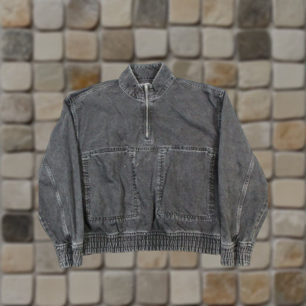 Zara Zara Jacket Womens Small Black Cotton Denim Anorak Jacket Casual Fall Spring Winter Womens Small Black Denim Cotton Jacket Size S / US 4 / IT 40 - 1 Thumbnail