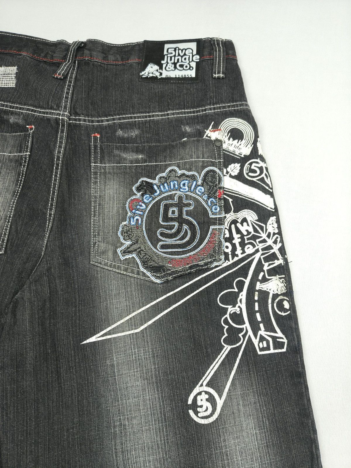 Southpole Five Jungle & Co Graphic Denim Shorts Y2K Streetwear (061) Size US 36 / EU 52 - 10 Thumbnail
