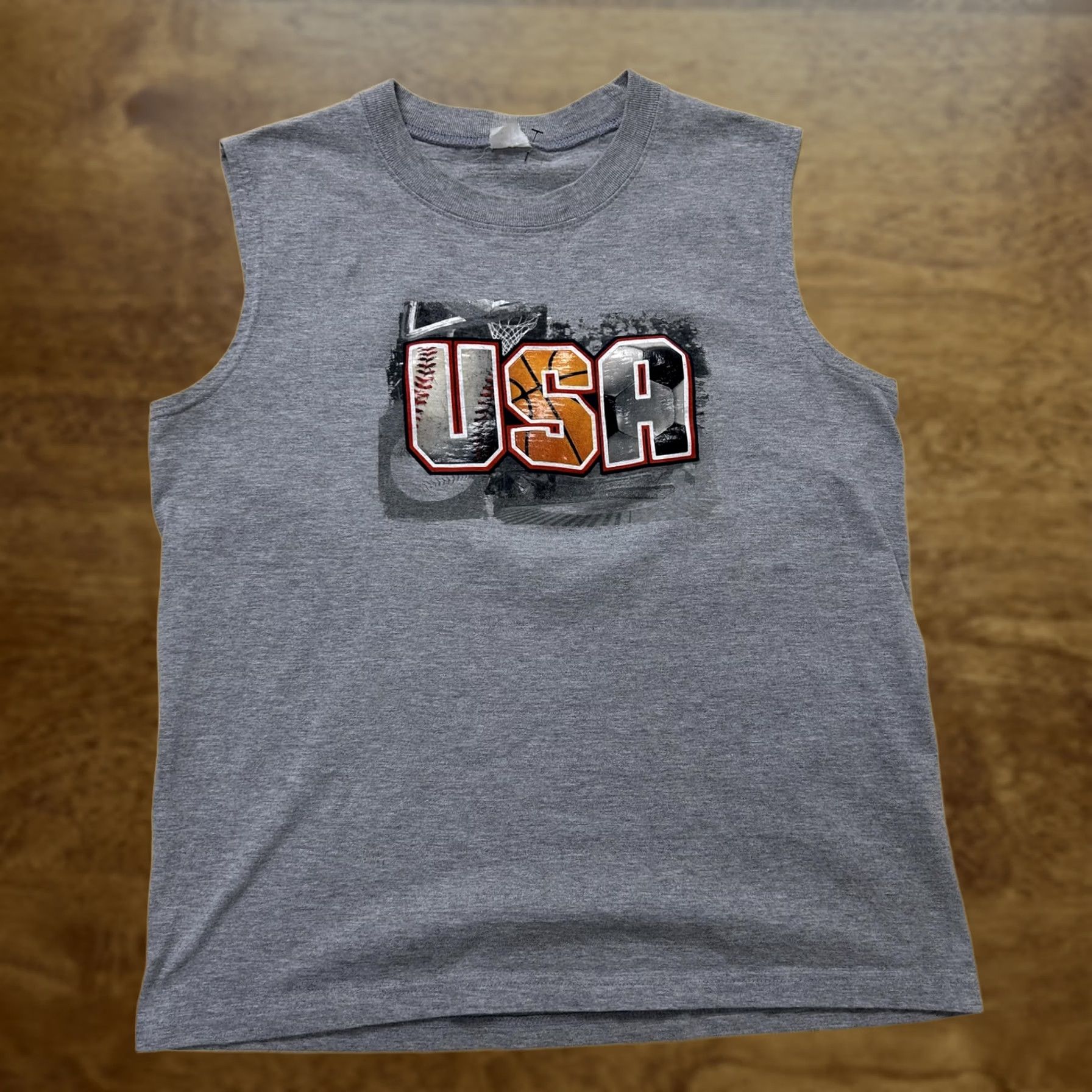 Vintage VINTAGE USA Sports Tank Mens Medium Gray Sleeveless Basketball Baseball Tank Top Size US M / EU 48-50 / 2 - 1 Thumbnail