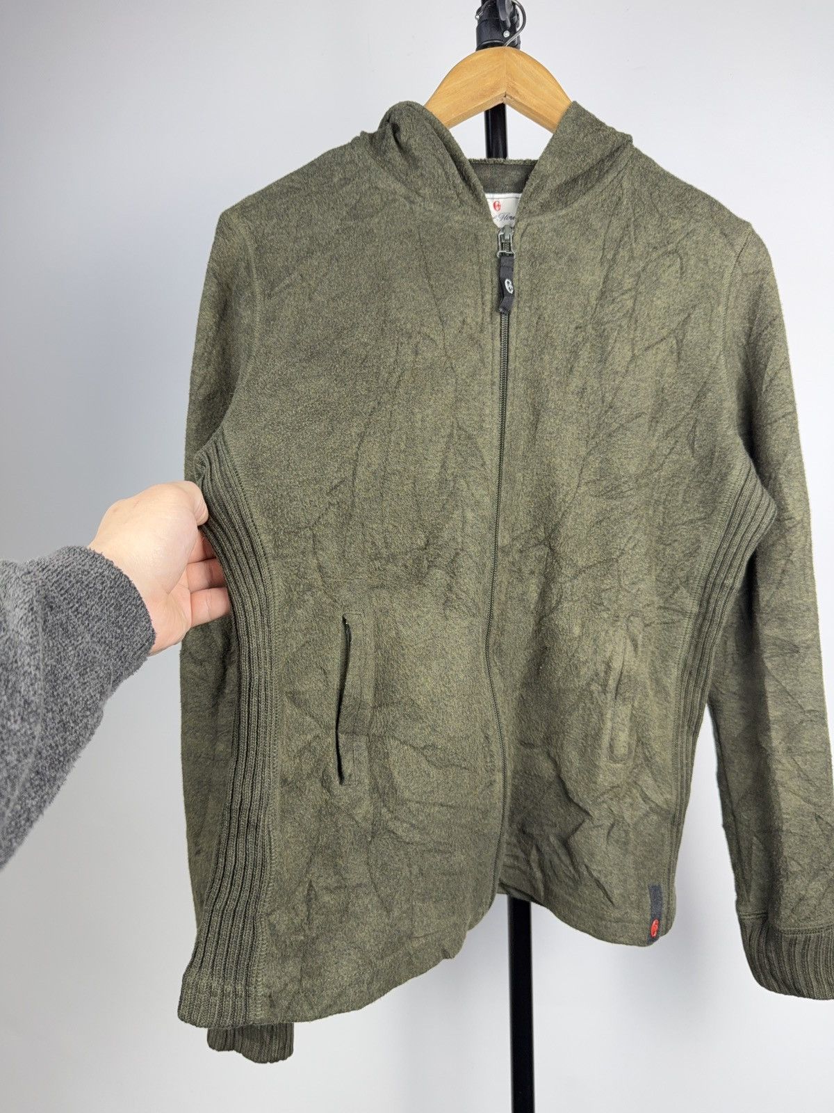 Conte of Florence 00s Conte of Florence Olive Fleece / Knit Zip Hoodie Italian Size M / US 6-8 / IT 42-44 - 3 Thumbnail