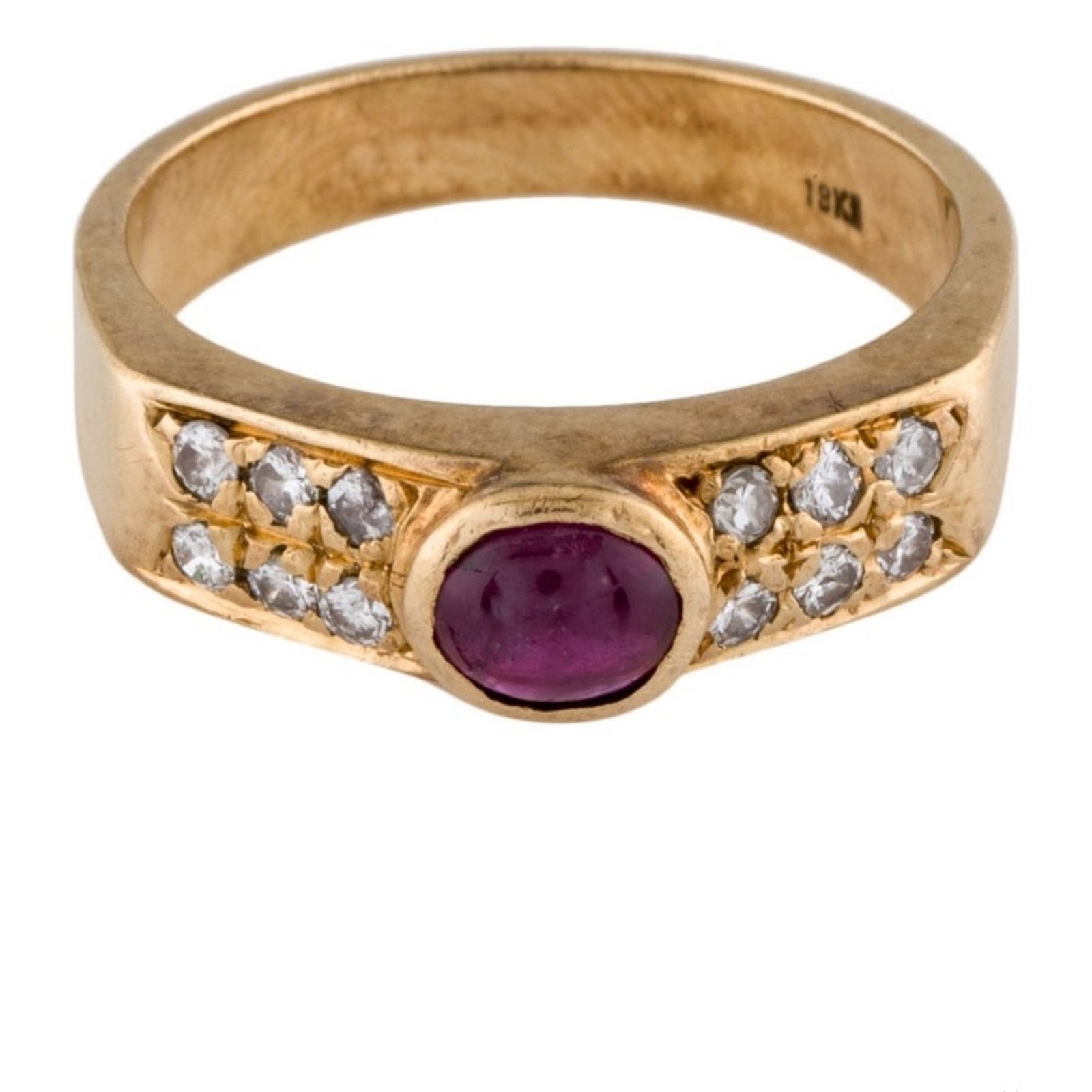 Other Cabochon Ruby ring set with diamond stones set in an 18 k Size ONE SIZE - 8 Thumbnail