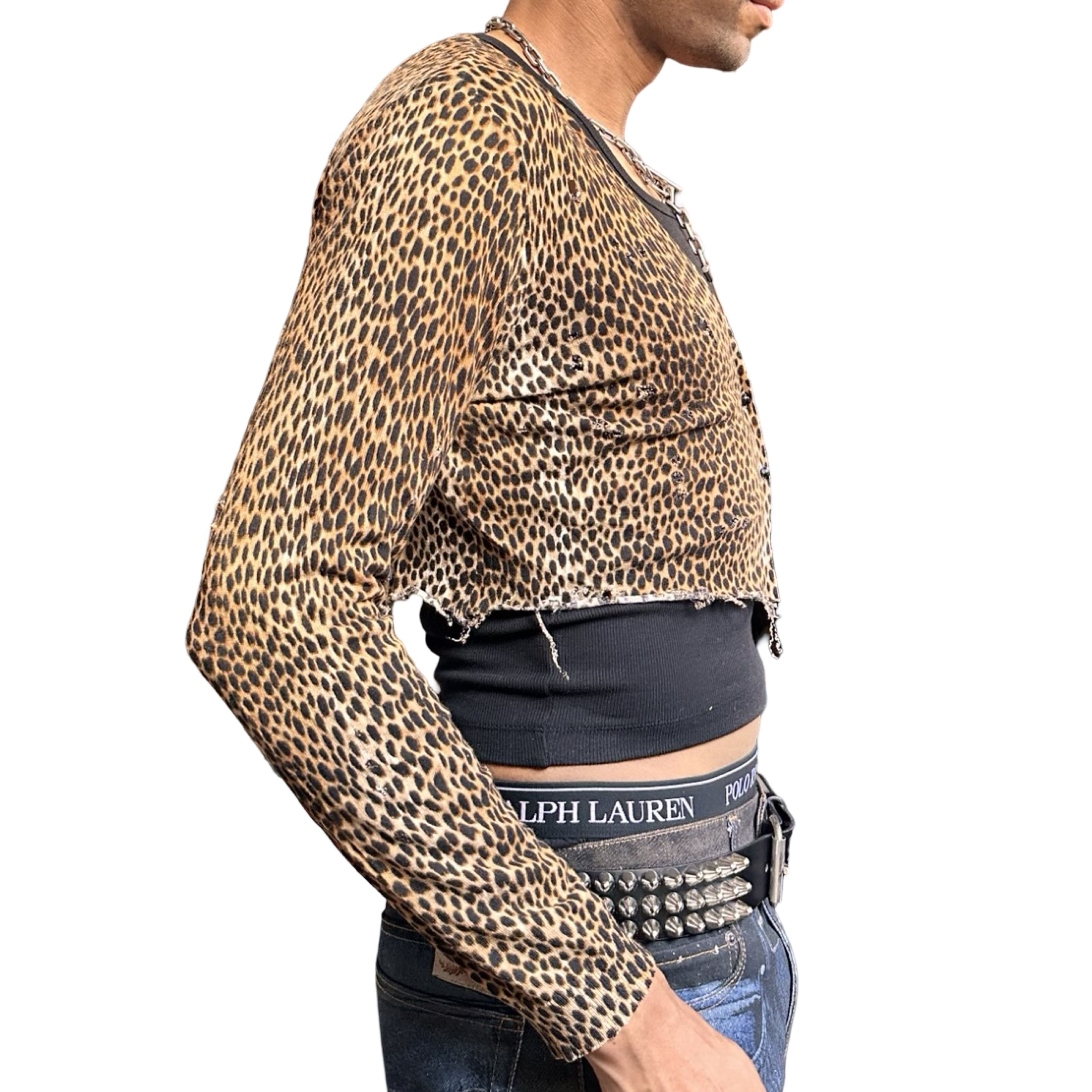 Vintage ASTROBOI Black & Brown Cheetah Grunge Cardigan Sweater – XL Size XL / US 12-14 / IT 48-50 - 4 Thumbnail