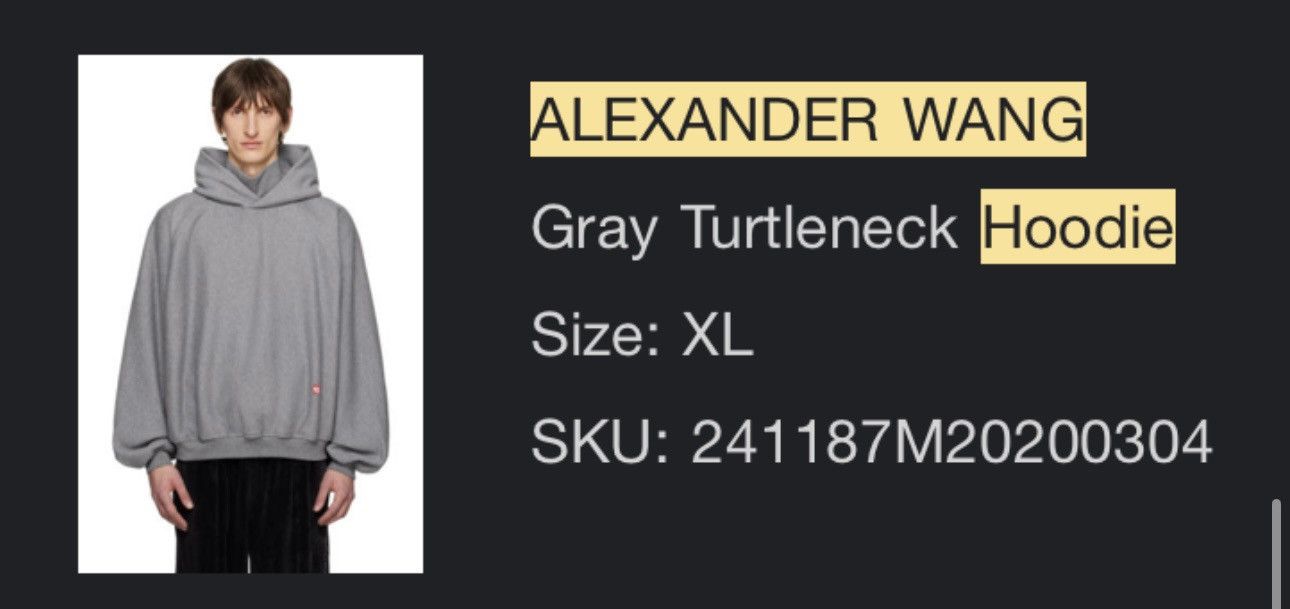 Alexander Wang Alexander Wang Gray Turtle Neck Hoodie Size US XL / EU 56 / 4 - 6 Thumbnail