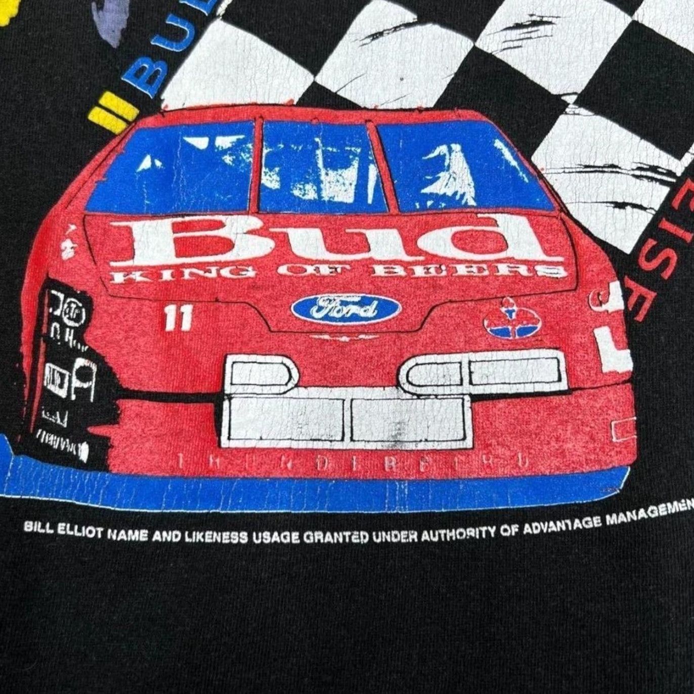 Fruit Of The Loom VINTAGE Nascar Bill Elliott Budweiser Motorsports Graphic Single Stitch T-Shirt XL Mens Black 90s Size US XL / EU 56 / 4 - 4 Thumbnail