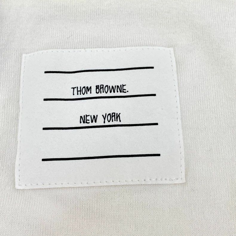 Thom Browne Thom browne White classic four-bar cotton round-neck long-s Size US XXS / EU 40 - 6 Thumbnail