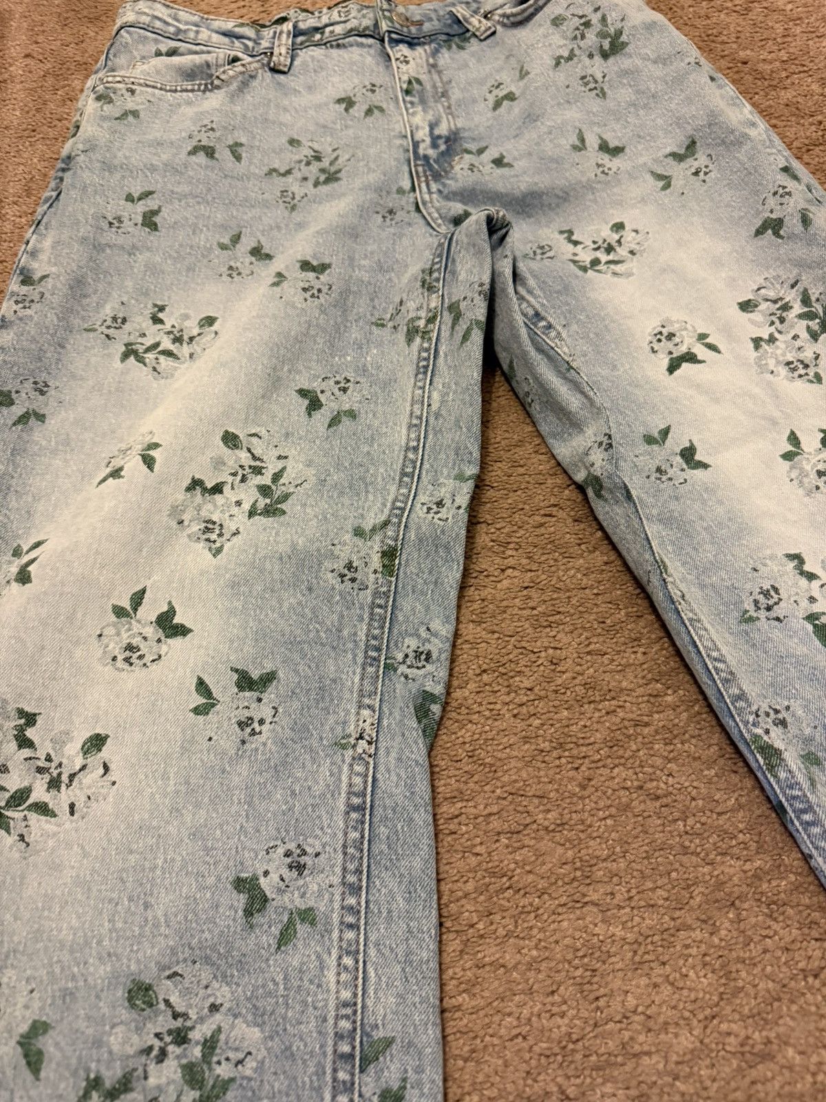 Vintage Blue denim floral jeans Size US 31 - 2 Thumbnail