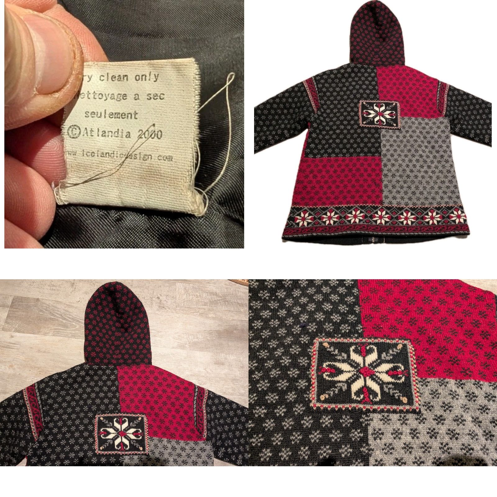 Vintage VINTAGE Icelandic Design Wool Full Zip Lined Hooded Jacket Womens M Red Fair Isle Wool Jacket - Designer, Casual, Travel, Short Sleeve? Size M / US 6-8 / IT 42-44 - 10 Thumbnail