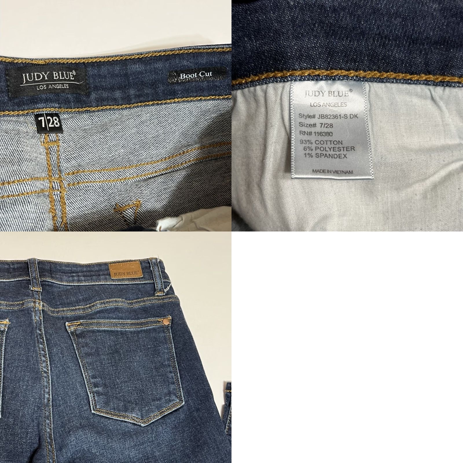 Vintage Judy Blue Bootcut Jeans Women’s 7/28 (30x29) Dark Wash Stretch Denim Blue Size 28" / US 6 / IT 42 - 8 Thumbnail
