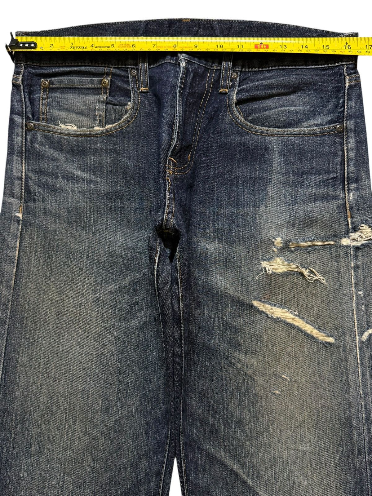 GU Vintage Y2K Japanese GU Faded Wash Distressed Straight Leg Size US 32 / EU 48 - 8 Thumbnail
