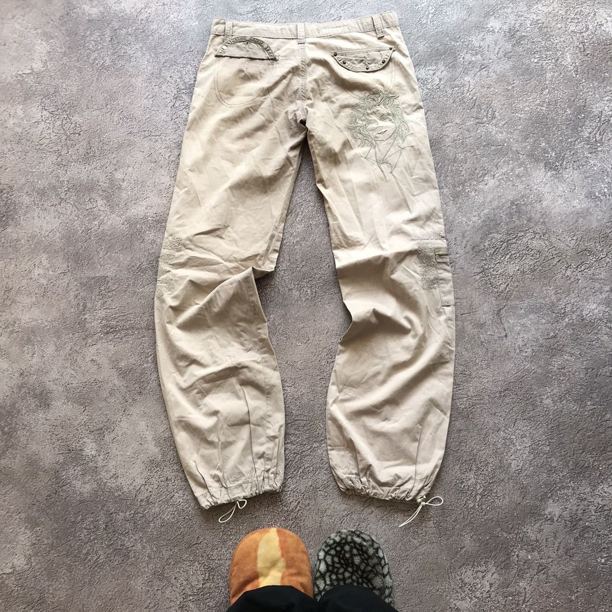 Vintage Vintage Y2K Baggy Cargo Pants Distressed Streetwear Tan 29 Size 29" - 6 Thumbnail