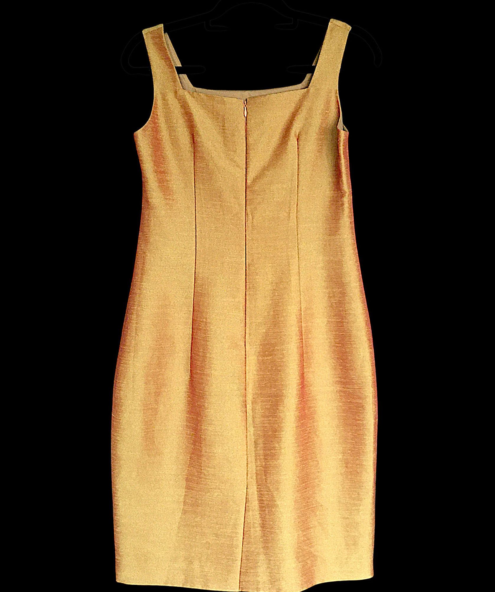 Vintage Vintage Silk Shantung Dress – Retro 1960s Design, Sheath Fit Size M / US 6-8 / IT 42-44 - 2 Thumbnail