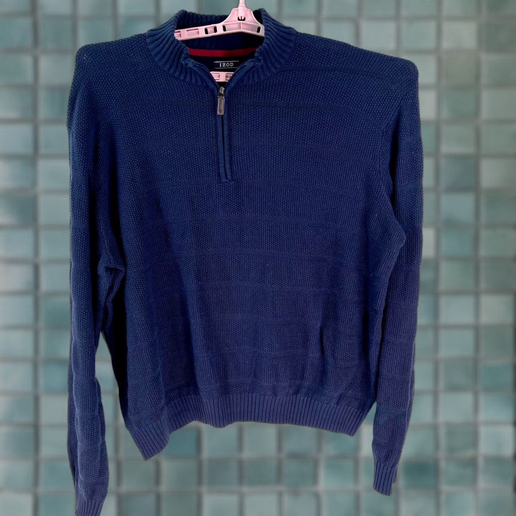 Izod VINTAGE Izod Mens Long Sleeves 1/4 Zip Collared Knitted Blue Pullover Sweater Size 2X Size US XXL / EU 58 / 5 - 1 Thumbnail