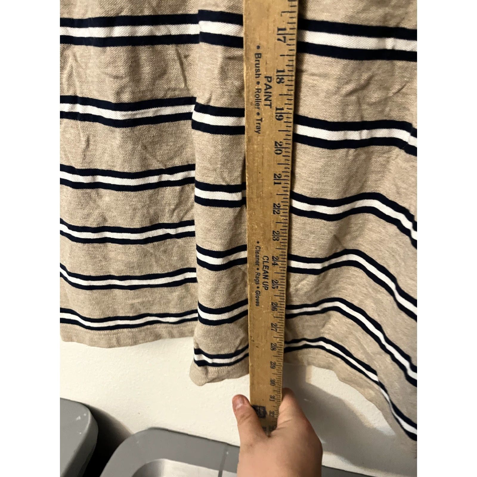 Tommy Hilfiger VINTAGE Tommy Hilfiger Men's Polo Shirt Short Sleeve XL Beige Striped Custom Fit Size US XL / EU 56 / 4 - 4 Thumbnail