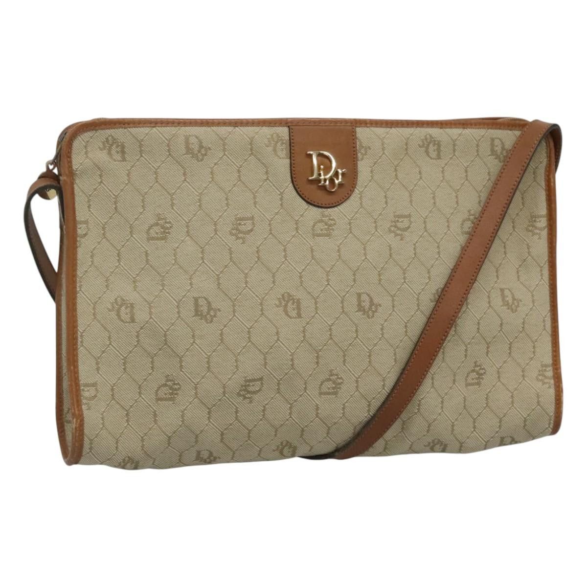 Dior Honeycomb Canvas Shoulder Bag Beige, Women's