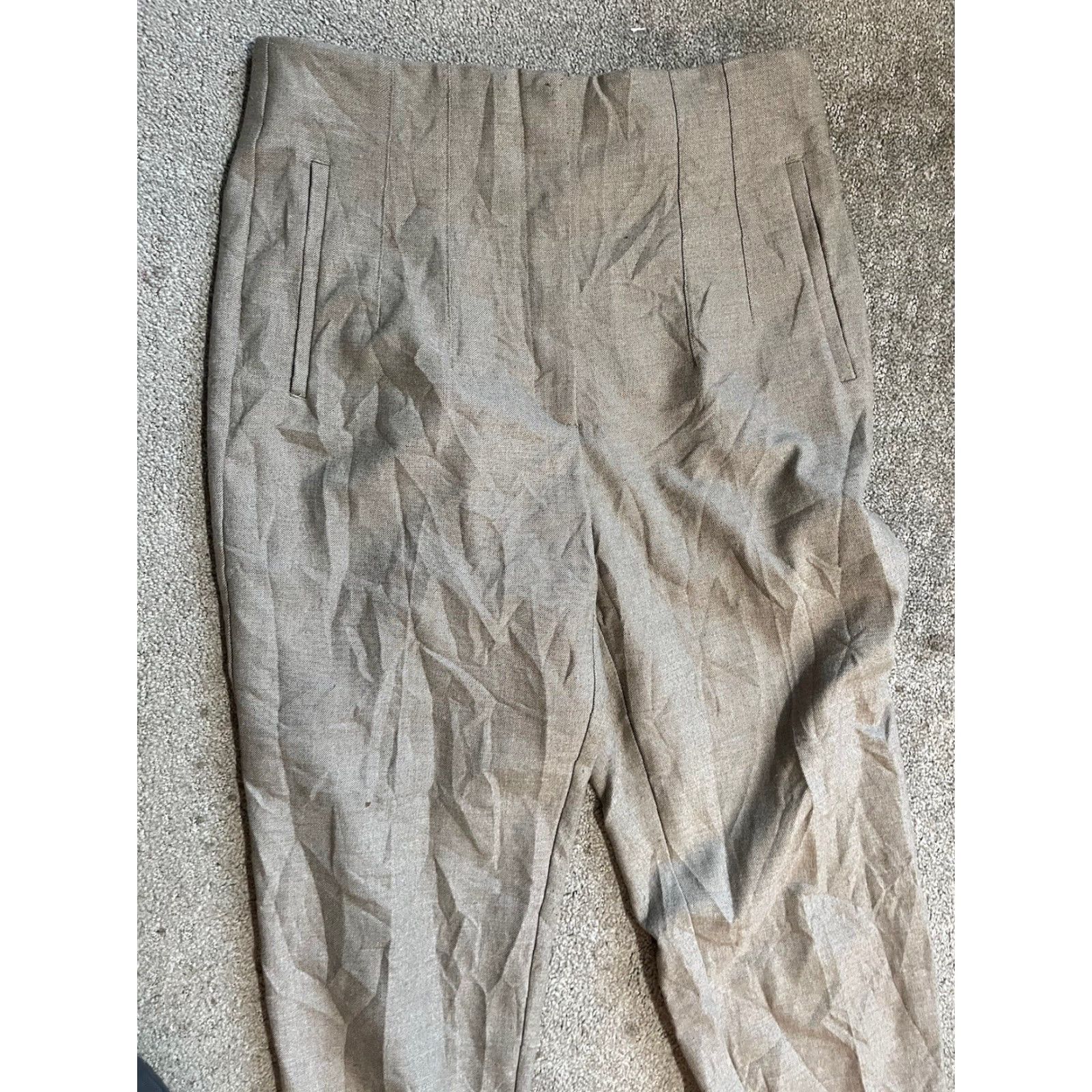 Zara Zara Pants Womens Large Straight High Rise Slacks Brown Pleated Size 36" / US 14 / IT 50 - 2 Thumbnail