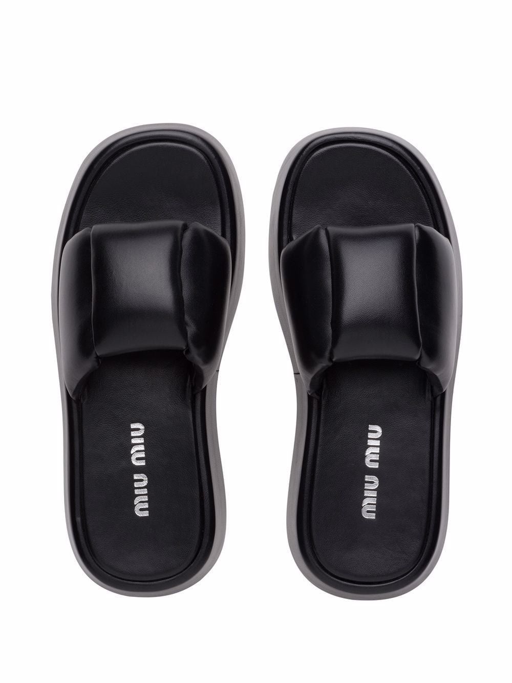 Miu Miu o1la1rc1a0724 Leather Slide in Black Size US 6 / IT 36 - 3 Thumbnail