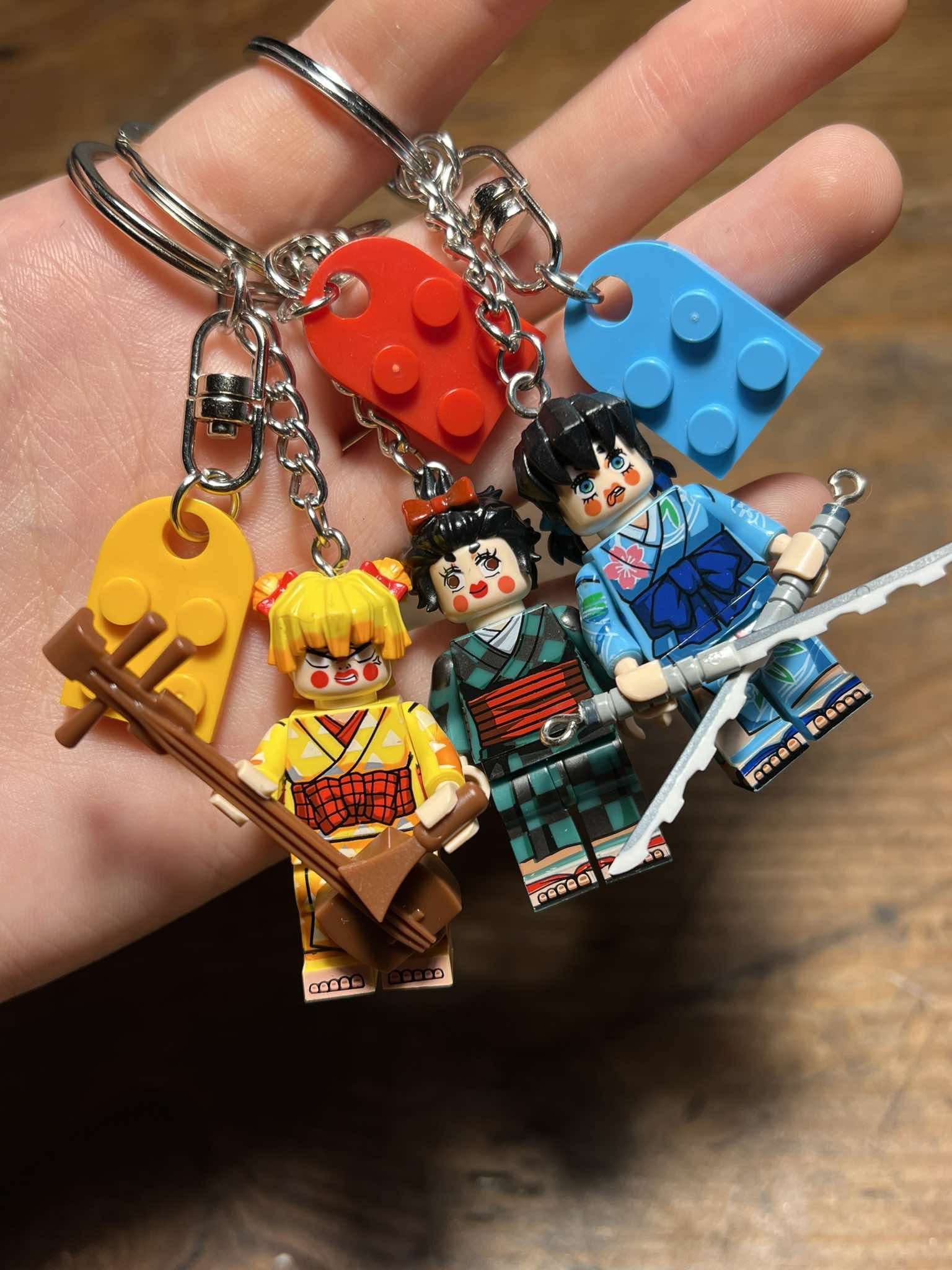 Anime Demon Slayer Zenitsu Inosuke anime minifigure keychain Size ONE SIZE - 7 Thumbnail