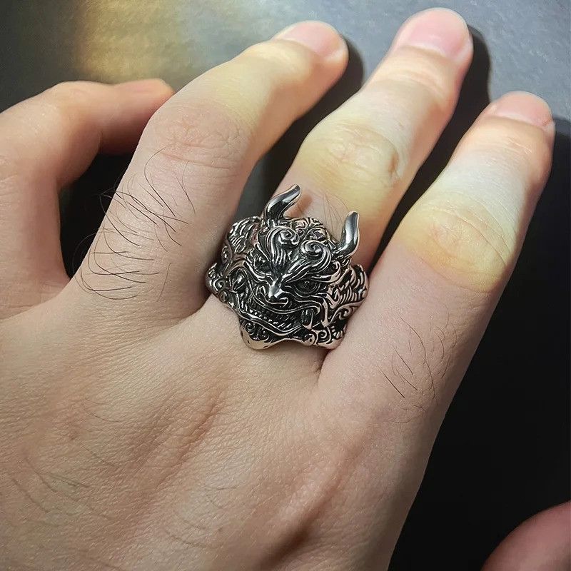 Jewelry × Vintage Retro Dragon Mask Ring Size ONE SIZE - 6 Thumbnail