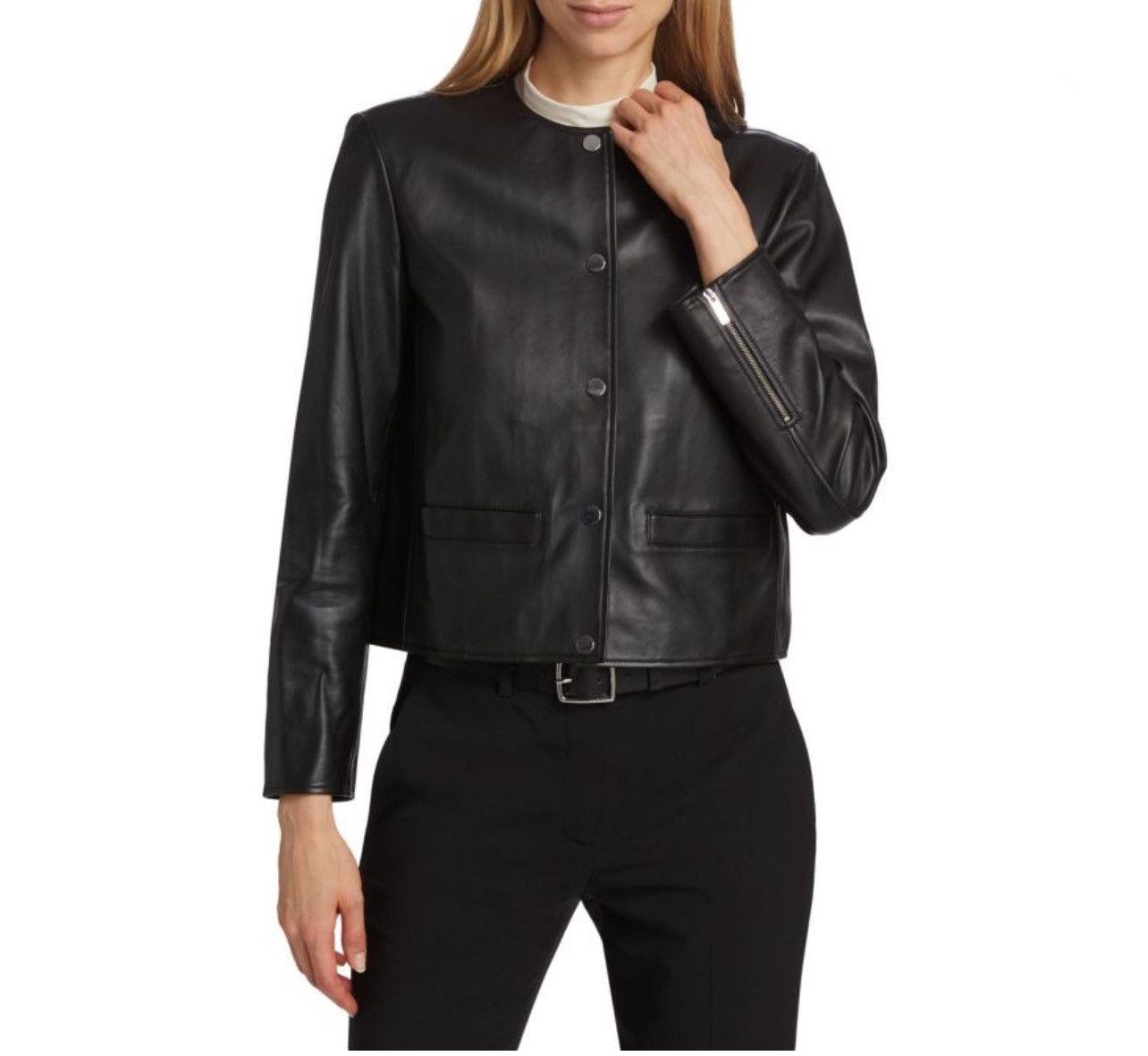 Theory Theory Leather Crop Jacket size 4 Size S / US 4 / IT 40 - 2 Thumbnail