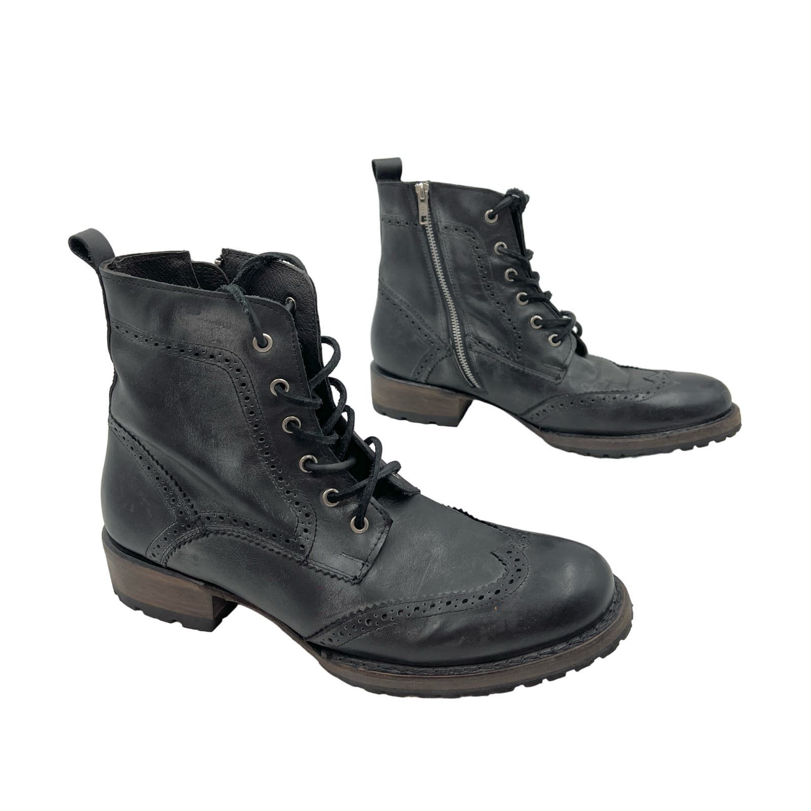 image of Steve Madden Freebird By Steven Bradford Boots Black Lace Up Leather, Men's (Size 10)