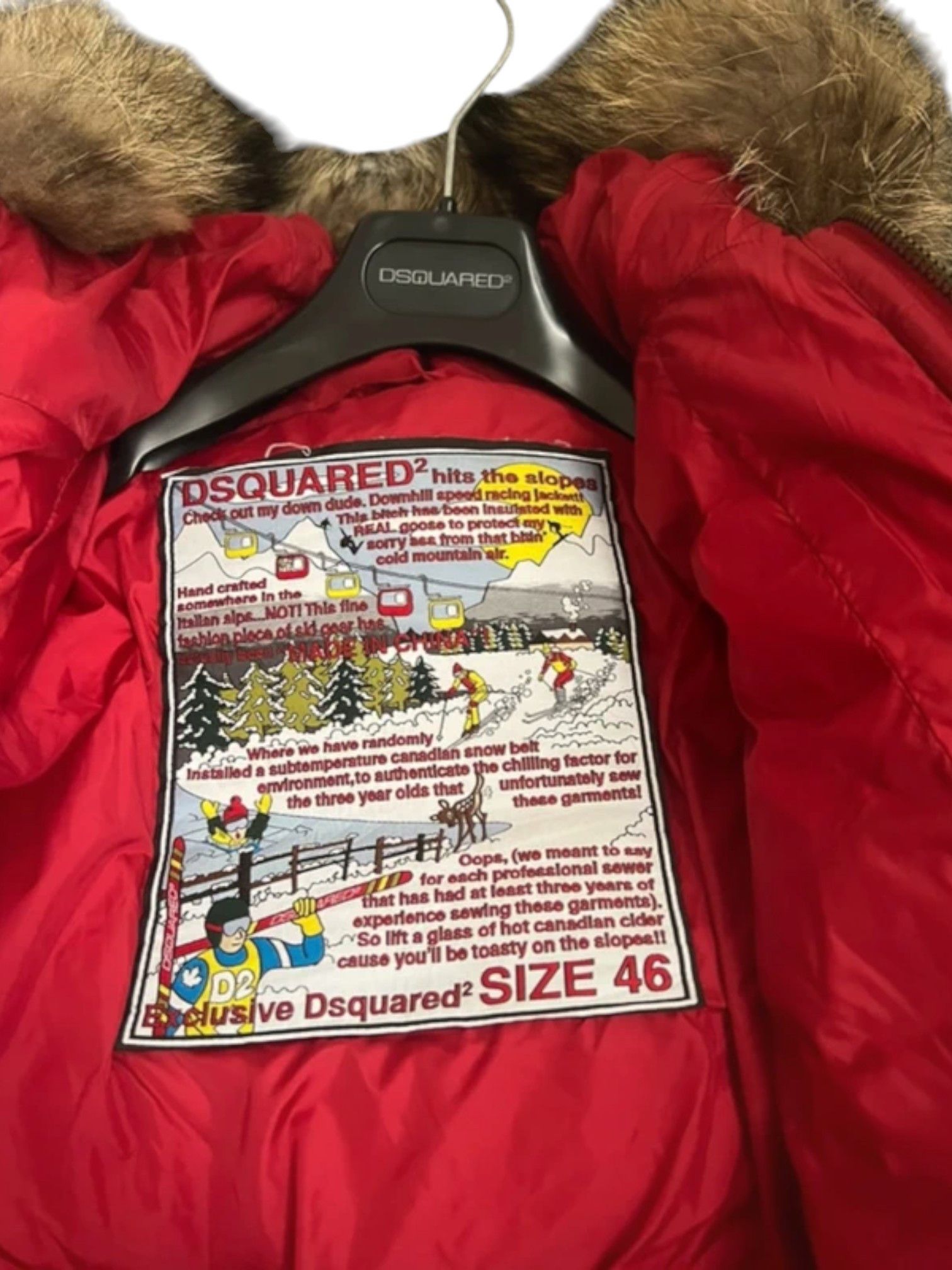 Dsquared2 Dsquared2 Fur Hood Down Jacket – Red – Size 46 Size US S / EU 44-46 / 1 - 6 Thumbnail