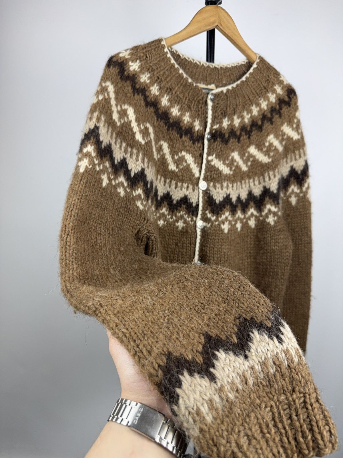 Vintage Nordic Wool Iceland Cardigan Dale Of Norway Style Brown Size US XL / EU 56 / 4 - 3 Thumbnail