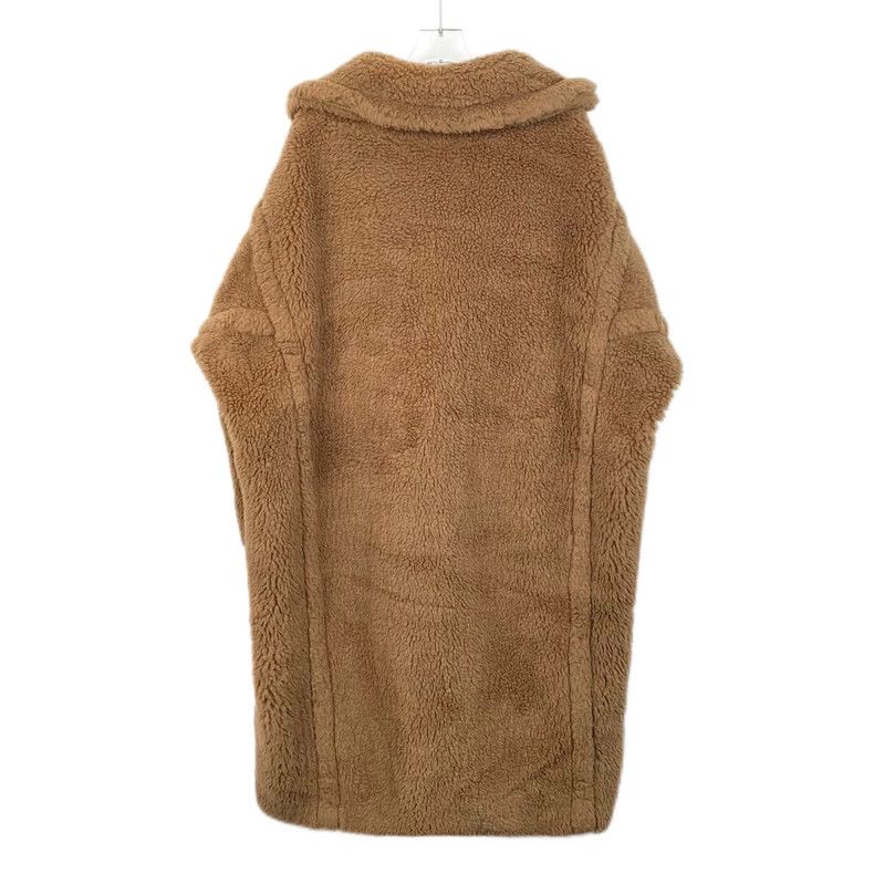 Max Mara Teddy brown teddy camel-fleece lapel double-breas