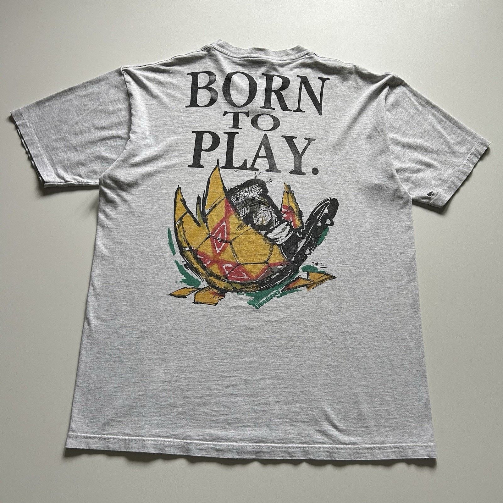 Umbro Vintage 90s Umbro T Shirt XL Made In USA Born To Play Soccer Size US XL / EU 56 / 4 - 1 Thumbnail
