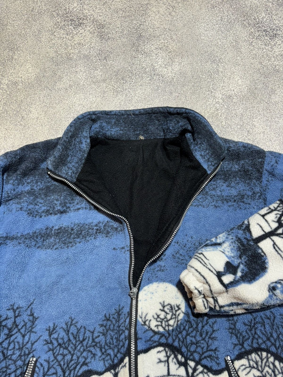 Vintage × Wolf & Shepherd Vintage Wolf Sherpa Full Print Art Animal Winter Moon Sherpa Size US M / EU 48-50 / 2 - 4 Thumbnail