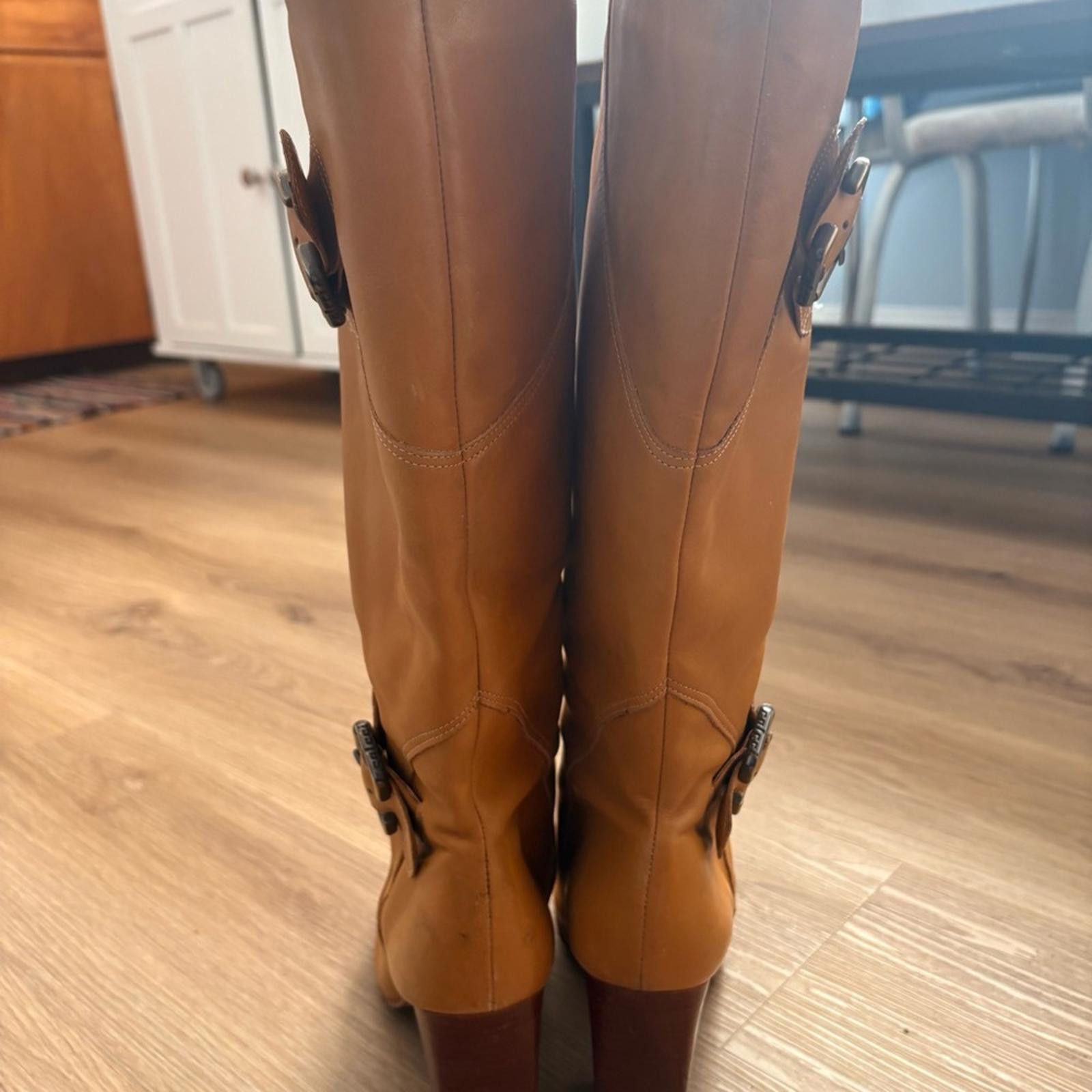 Carlo Colucci Colcci Women’s Tan Leather Tall Boots Riding Style Size US 9 / IT 39 - 6 Thumbnail