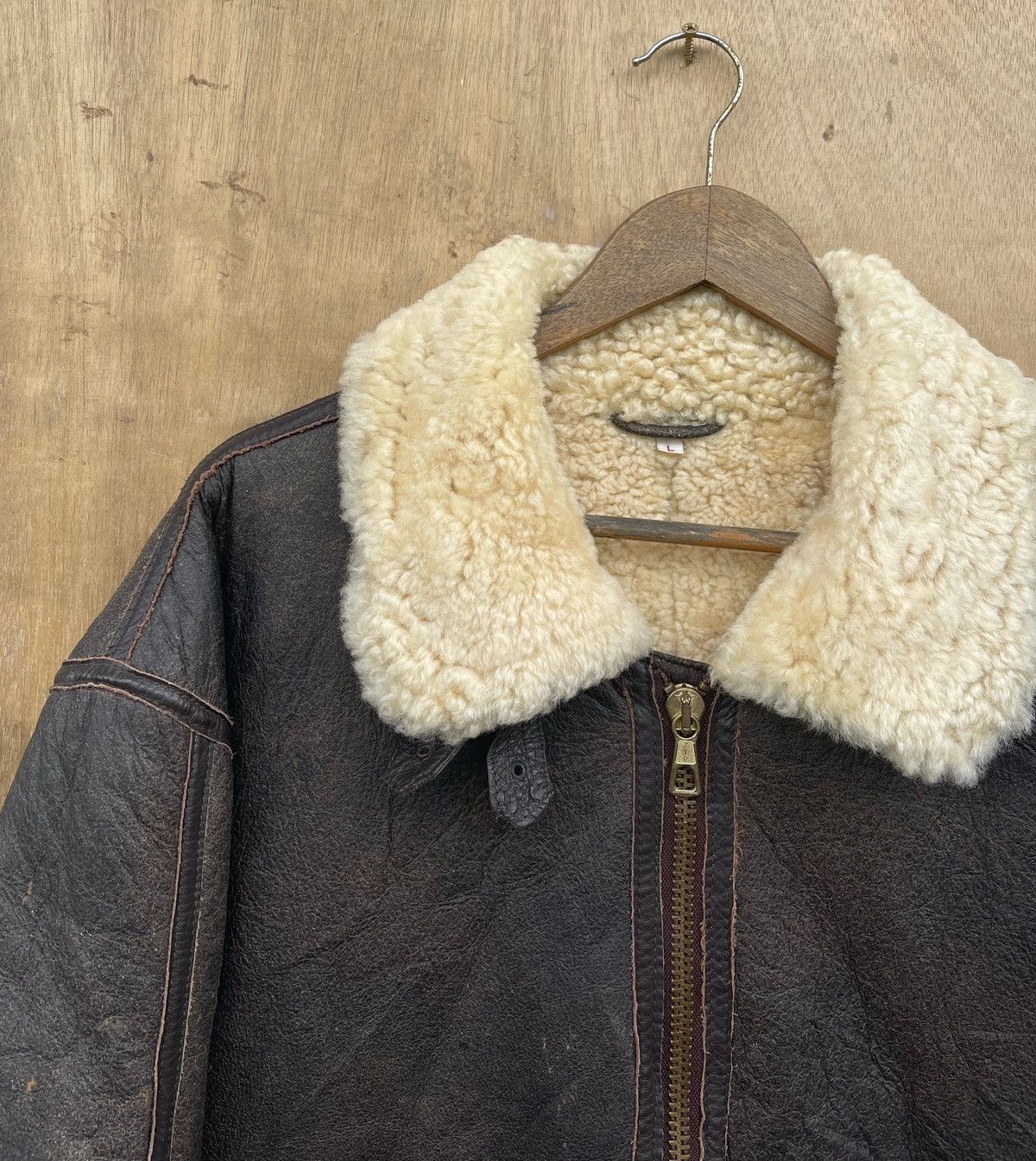Japanese Brand × Vintage 🔥Vintage Echt Lammfell Sheep Skin Leather Jacket B-3 Style Size US L / EU 52-54 / 3 - 5 Thumbnail