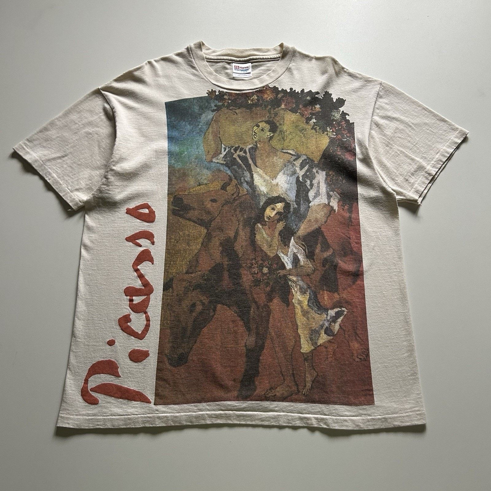 Hanes × Vintage Vintage Picasso T-Shirt XL 90s AOP Made In USA Single Stitch Size US XL / EU 56 / 4 - 1 Thumbnail