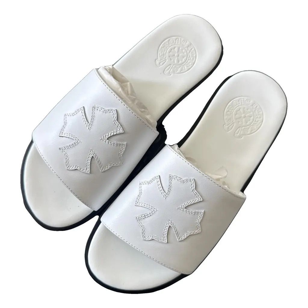 Chrome Hearts CHROME HEARTS 'CROSS PATCH' WHITE SANDALS Size US 11 / IT 41 - 1 Thumbnail