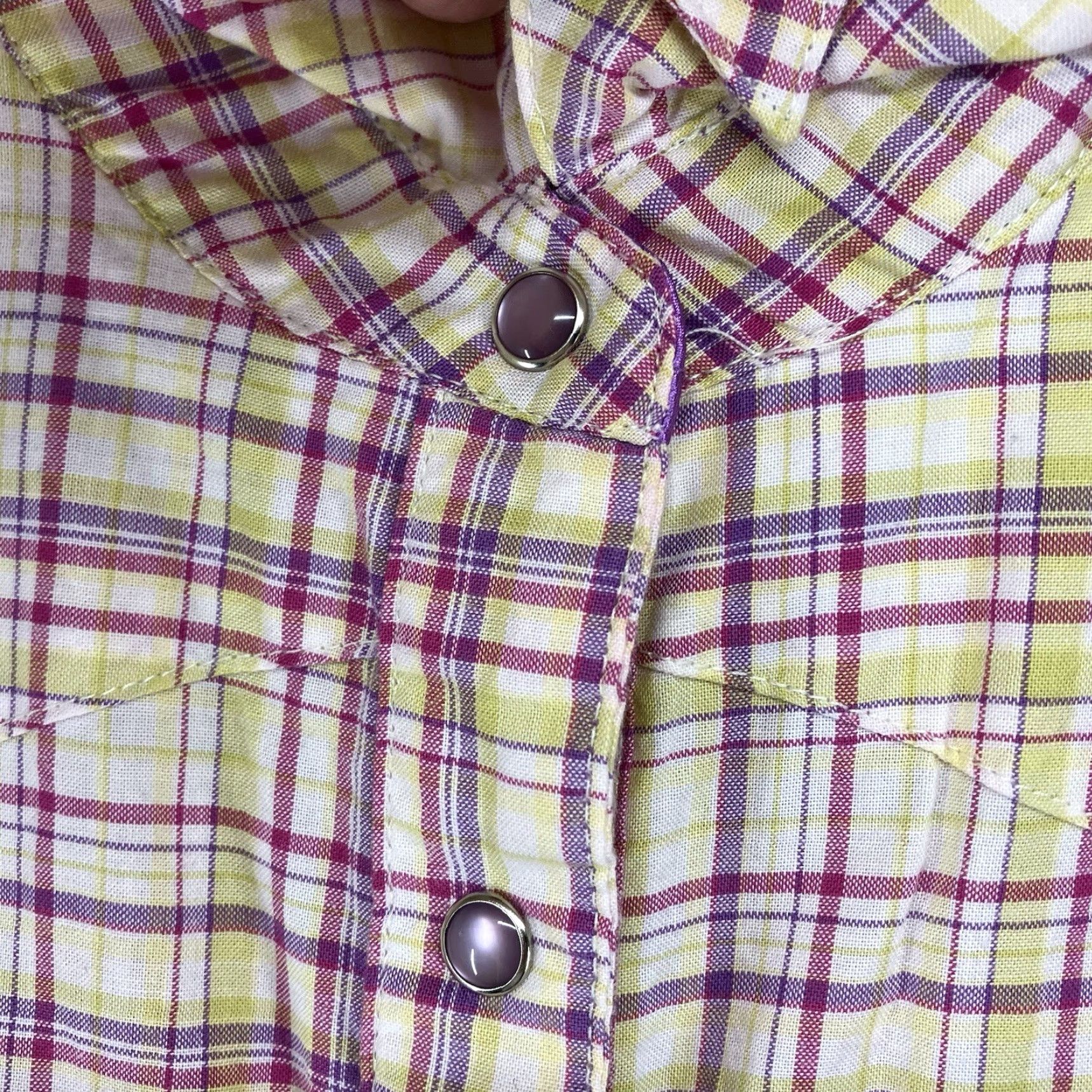Wrangler Women’s Wrangler Western Pearl Snap Shirt Small Pink Plaid Cotton Casual Short Sleeve 90s Western Women Size S / US 4 / IT 40 - 6 Thumbnail