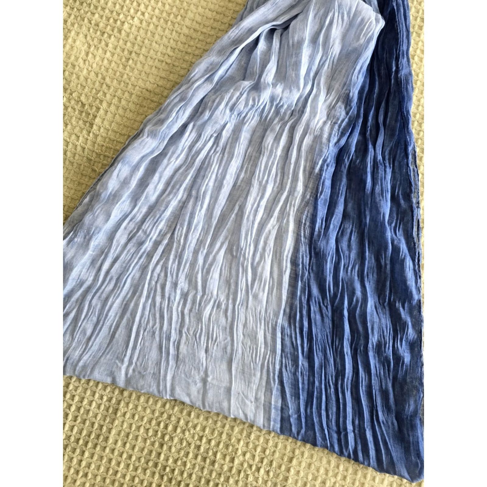 Vintage VINTAGE Blue Ombre Scarf with Heart Charms Scarf Women Adult 69in Blue Heart Charms Fall Spring Summer Winter art love cottagecore fairycore Size ONE SIZE - 4 Thumbnail