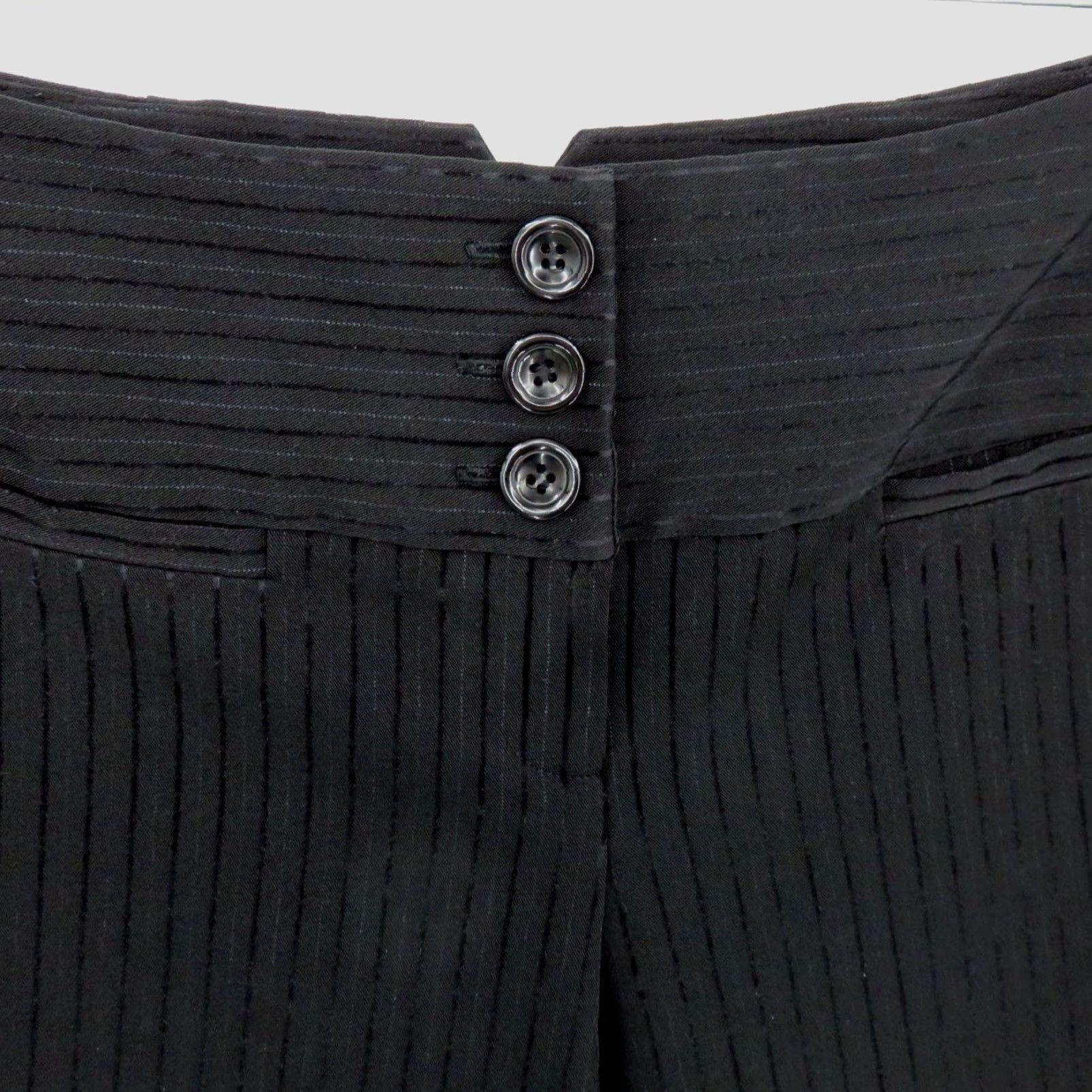Velvet VINTAGE Star City Junior 11 Black Velvet Striped Dress Pants Cinched Tie Breaker? Size 32" / US 10 / IT 46 - 3 Thumbnail