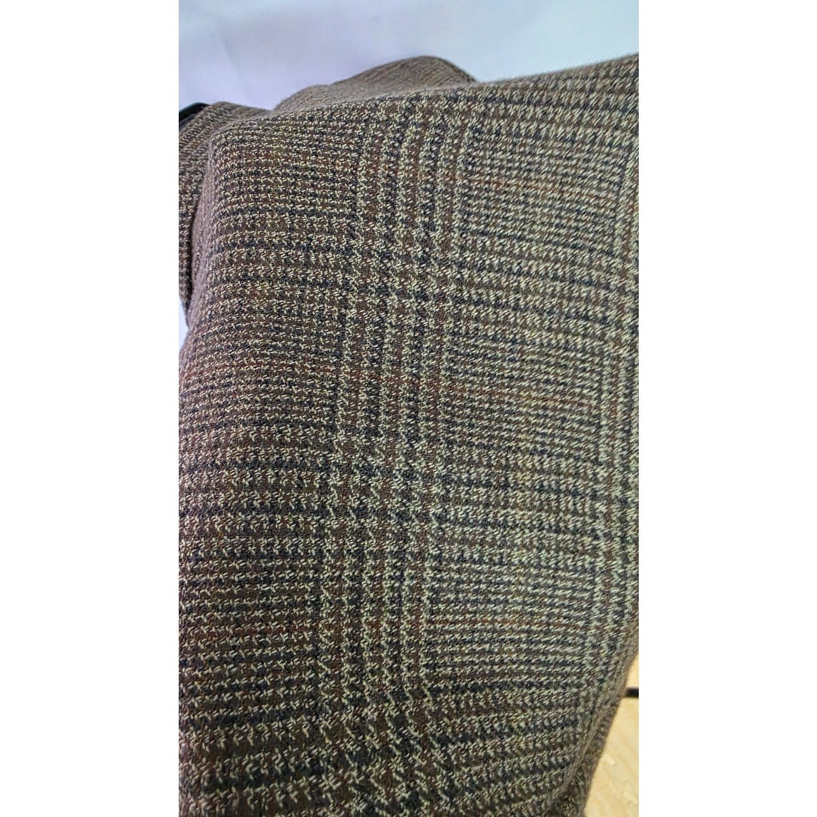 Jos. A. Bank Jos A Bank Glen Check Brown Plaid Men's Lambswool Blazer 46R Size 46R - 4 Thumbnail