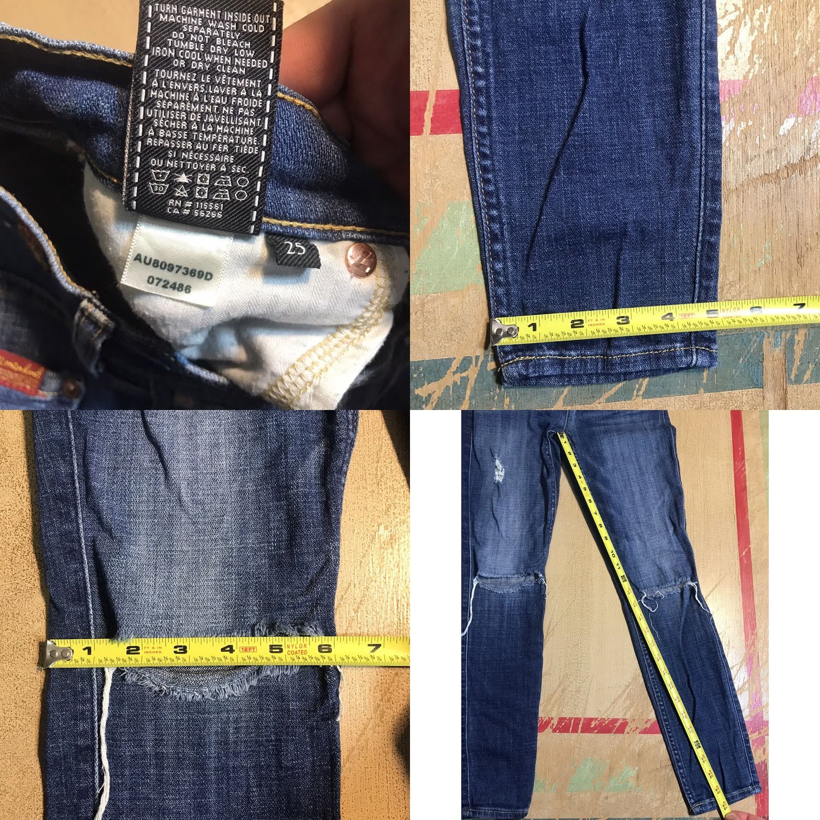 7 For All Mankind VINTAGE 7 For All Mankind Jeans Womens High Waist Skinny Distressed Blue 28 Inseam 90s Bohemian Womens Jeans Size 26" / US 2 / IT 38 - 8 Thumbnail