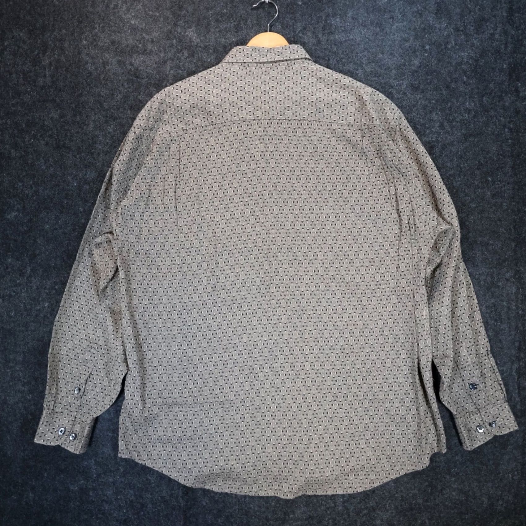 Vintage VINTAGE A'croi Button Up Shirt Mens XL Tan Geometric Long Sleeve Size US XL / EU 56 / 4 - 3 Thumbnail