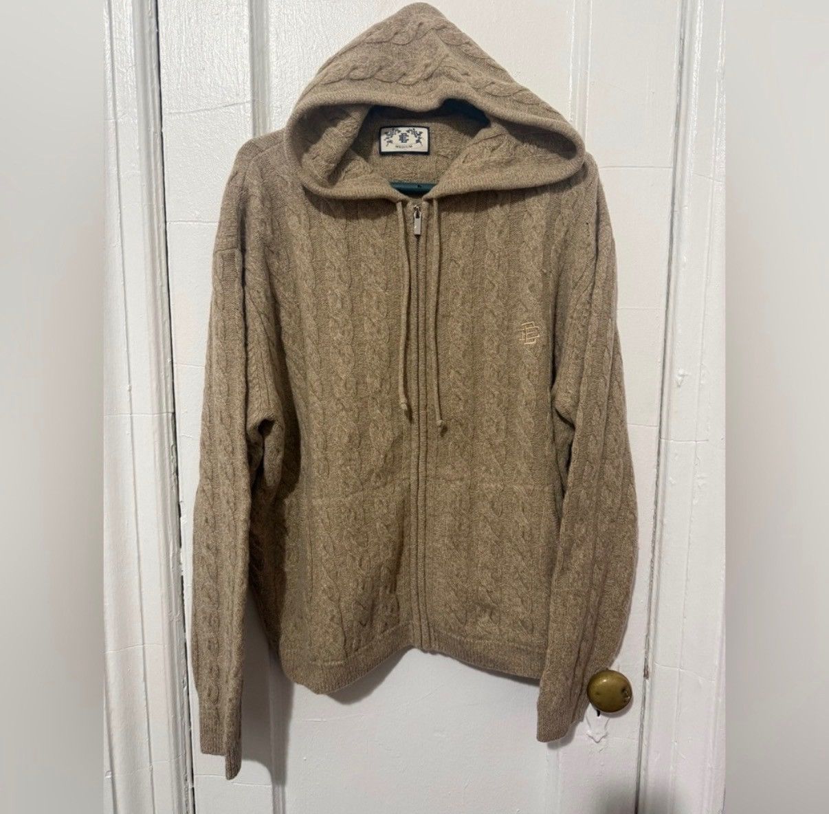 Eric Emanuel EE Beige Cable Knit Hoodie Size US M / EU 48-50 / 2 - 1 Thumbnail