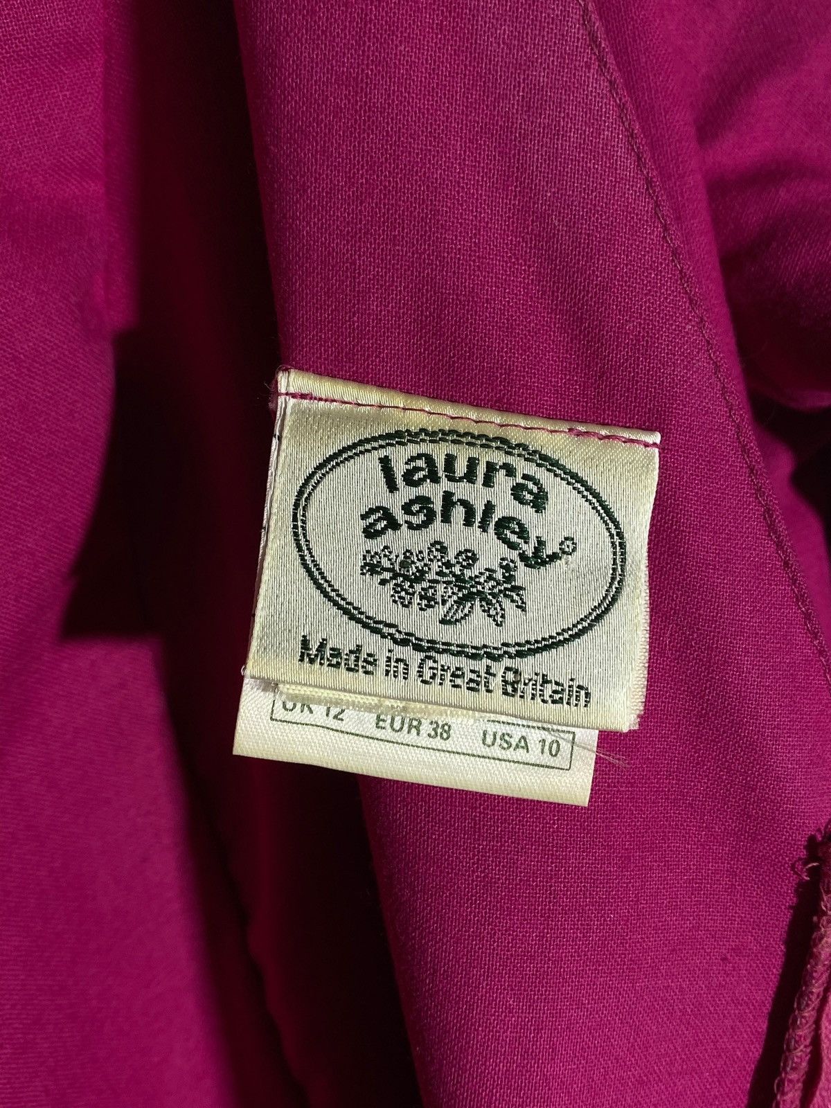 Laura Ashley Vintage 70s 80s Laura Ashley Deep Pink Puff Sleeve Dress Size M / US 6-8 / IT 42-44 - 16 Thumbnail
