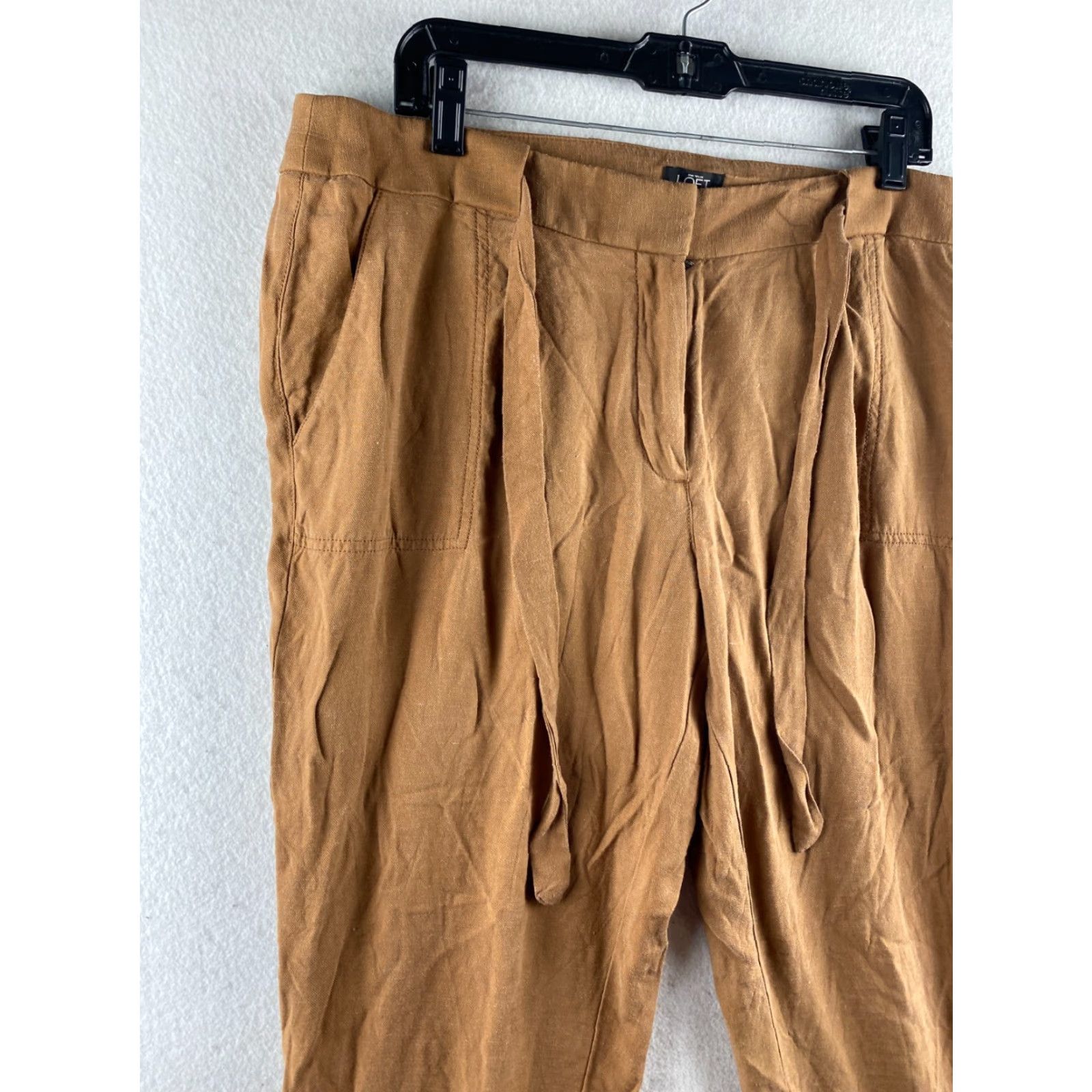 Ann Taylor VINTAGE Ann Taylor Loft Pants Womens 14 Brown Paperbag Ankle Cuffed Tie Front Casual Size 36" / US 14 / IT 50 - 3 Thumbnail