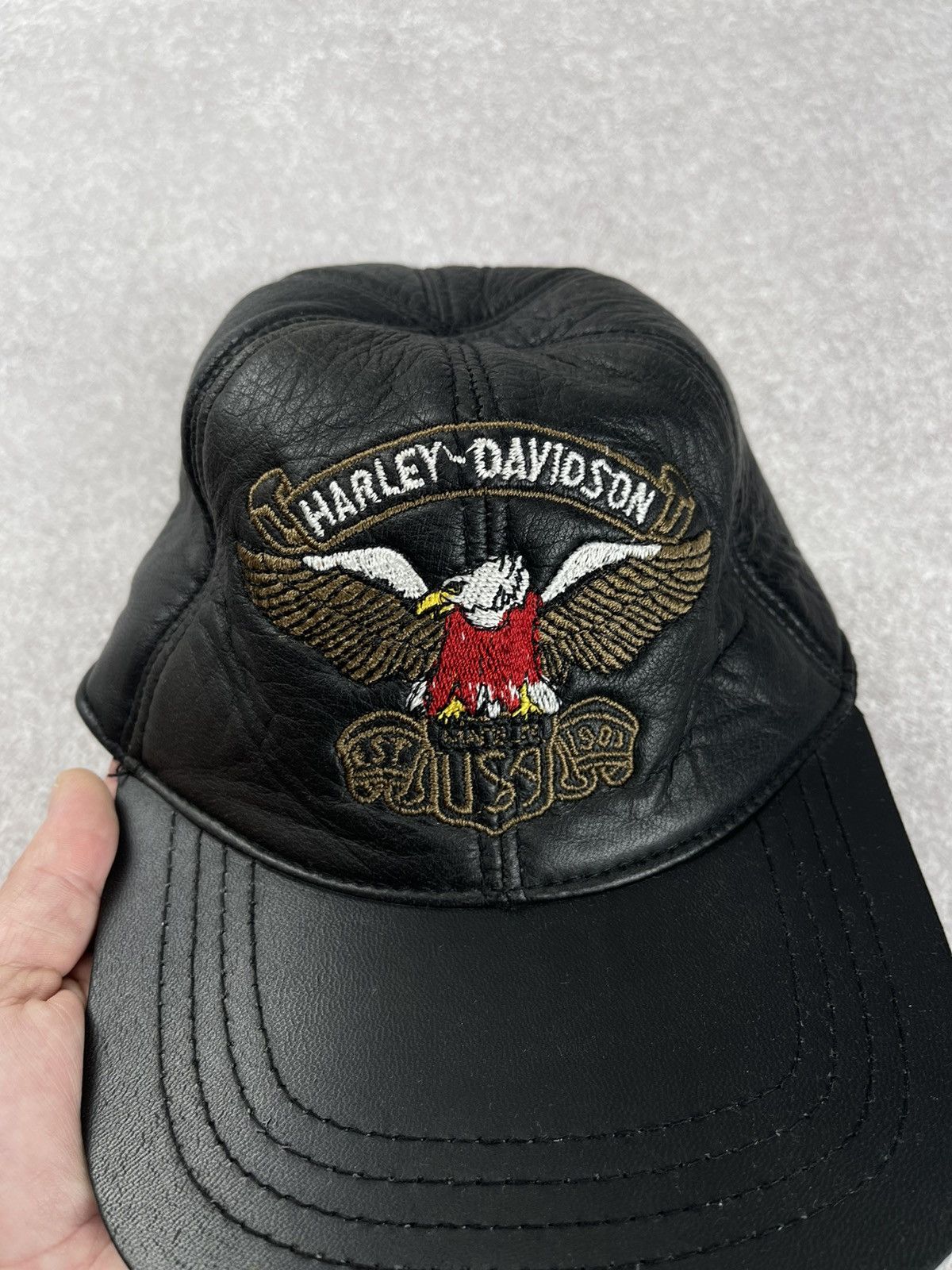 Harley Davidson × Vintage Vintage Harley Davidson Leather Cap OS Size ONE SIZE - 2 Thumbnail
