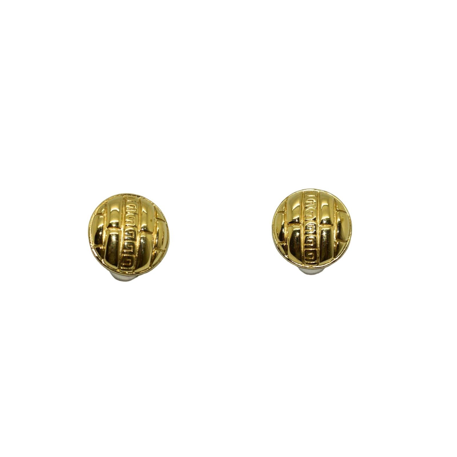 Givenchy A8 Auth GIVENCHY Vintage Goldtone Logo Round Clipon Earrings Size ONE SIZE - 2 Thumbnail