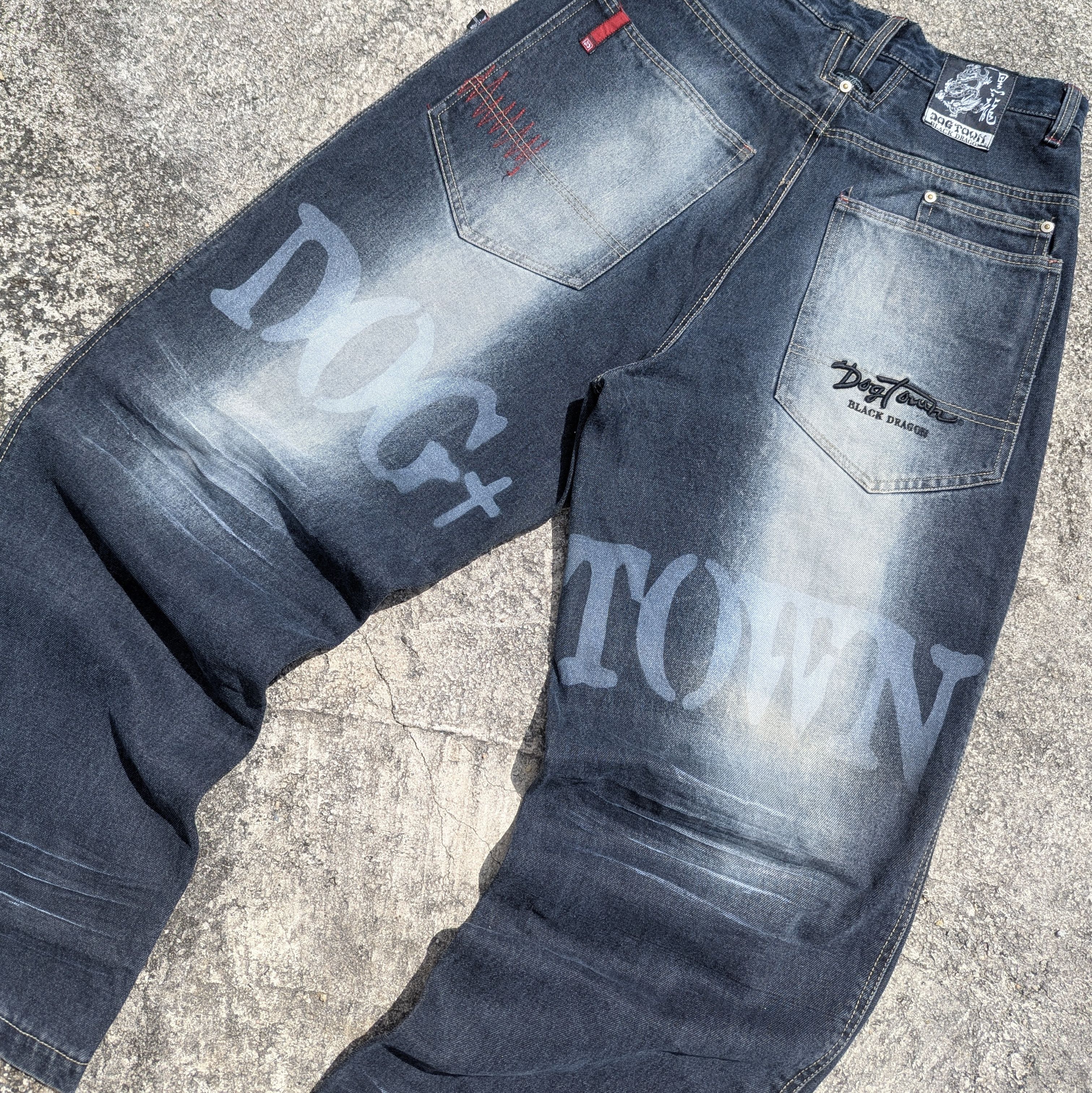 Dogtown × Vintage Vintage Dog Town Black Dragon Skate Baggy Jean Pants Size US 30 / EU 46 - 2 Thumbnail