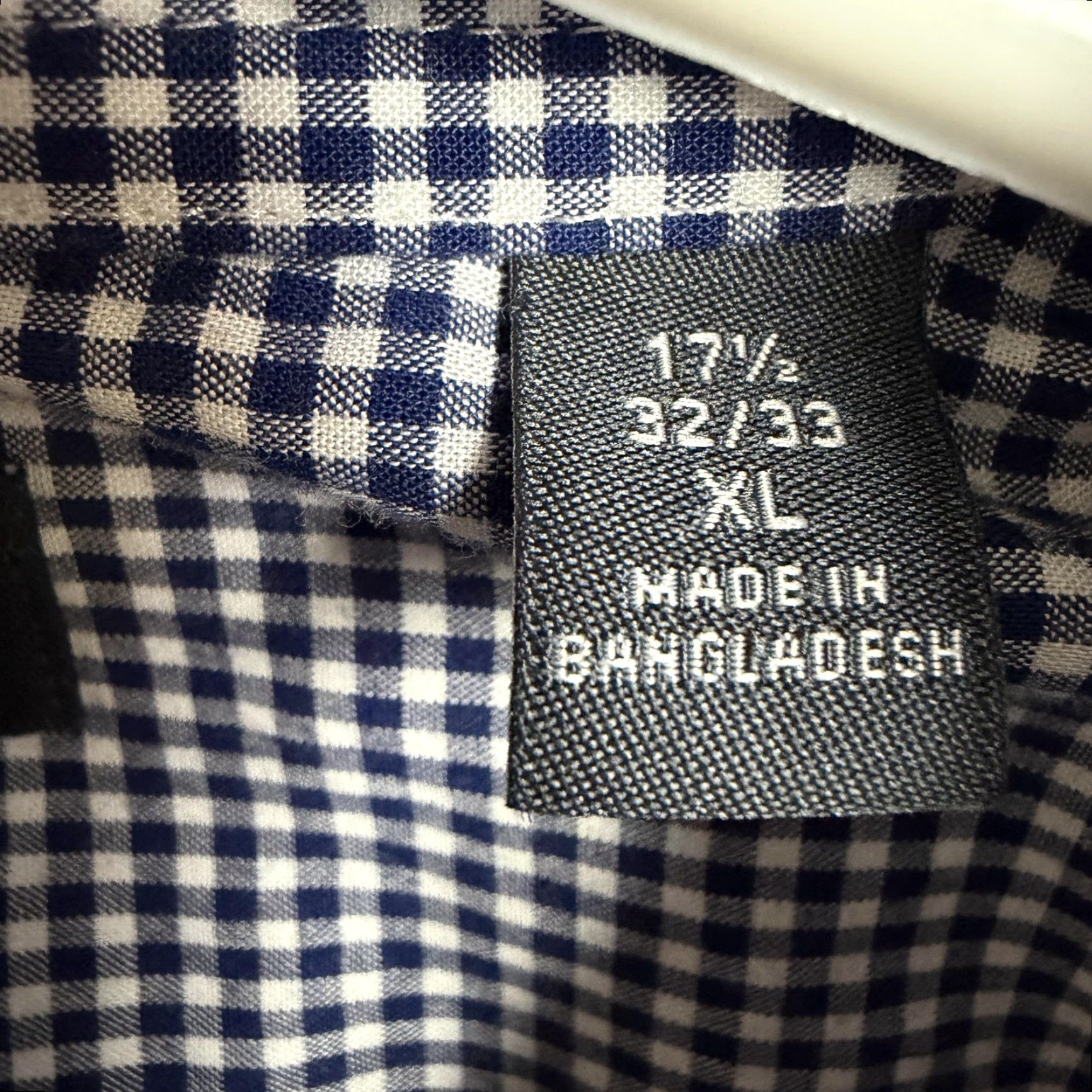 Tommy Hilfiger Tommy Hilfiger Dress Shirt Mens XL 17.5 32/33 Blue White Gingham Check Formal Shirt Size 46R - 7 Thumbnail